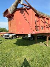 Red dump trailer