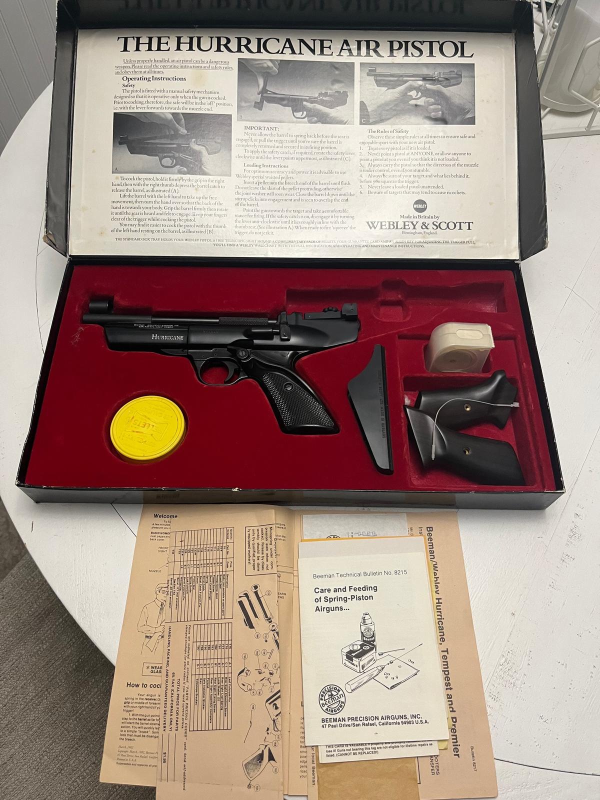 BEEMAN PRECISION "THE HURRICANE" AIR PISTOL - WEBLEY & SCOTT - WITH CASE &