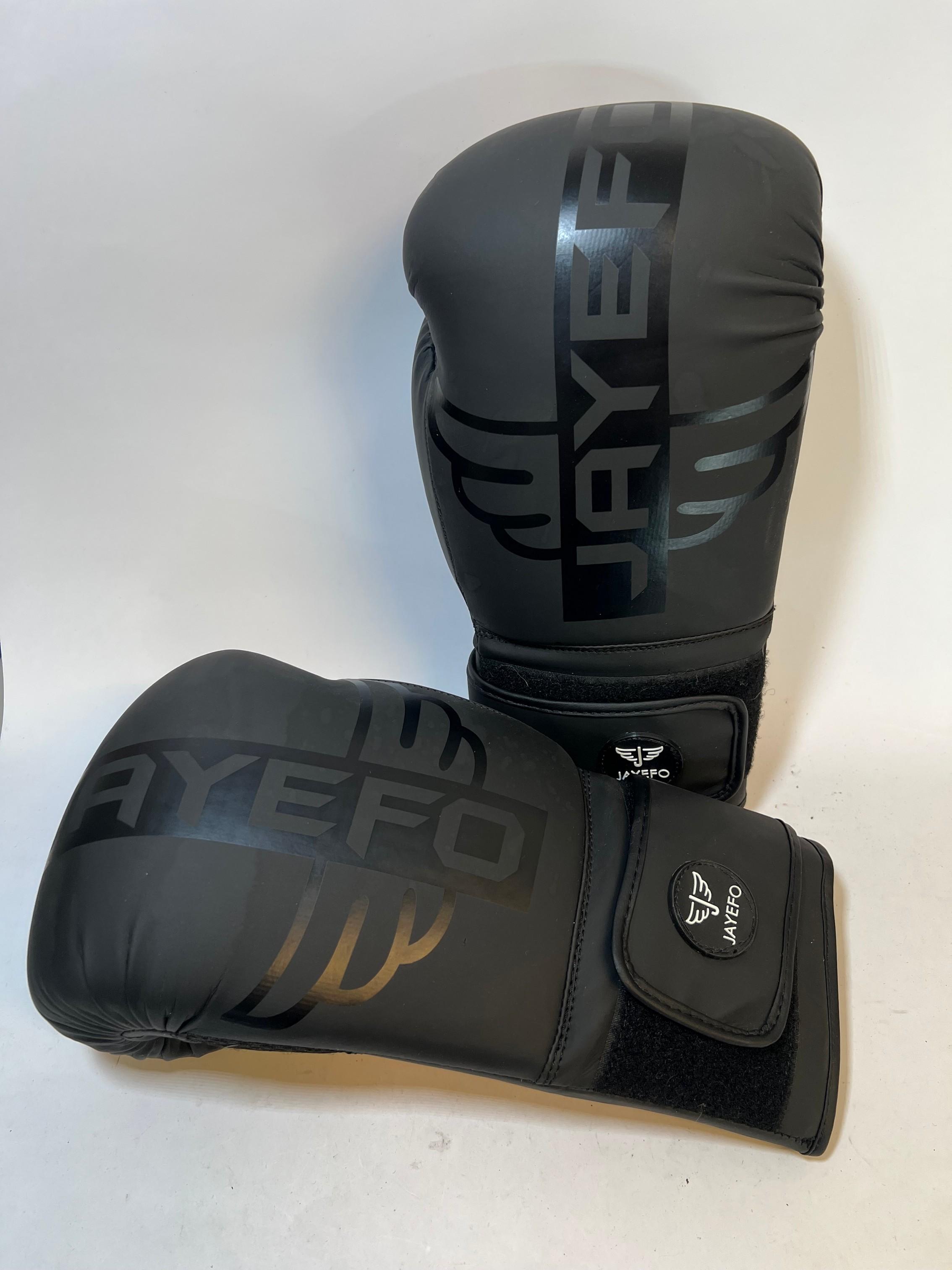 JAYEFO 16oz OFFICAL WEIGHT BOXING GLOVES - BLACK