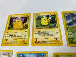 POKMON CARDS - 5 FIRST EDITIONS, 2 UNLIMITED PIKACHUS (1) YELLOW CHEEKS (1)