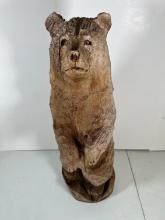 CARVED WOOD BEAR STATUE