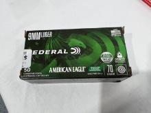 BOX - FEDERAL AMERICAN EAGLE - 70 GRAIN 9MM LUGER (50 PER)