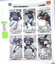 1993 Raiders Game Day Cards