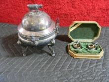 Silver Plated Steamer/Miniature Sterling Silver Set