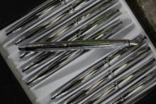 Lot of 400 Franklin Covey Lexington NFC0016-2MS Chrome Medium Nib Fountain Pens