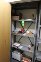 Metal Shelf w/ Contents to Include Office Supplies, Paper, Markers and Binders