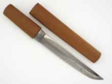 Japanese Samurai Tanto Blade In Wooden Shirasaya Scabbard Used During Wwii