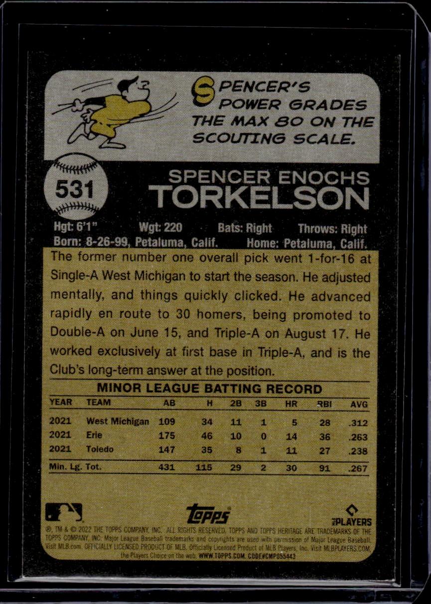 Spencer Torkelson 2022 Topps Heritage #531