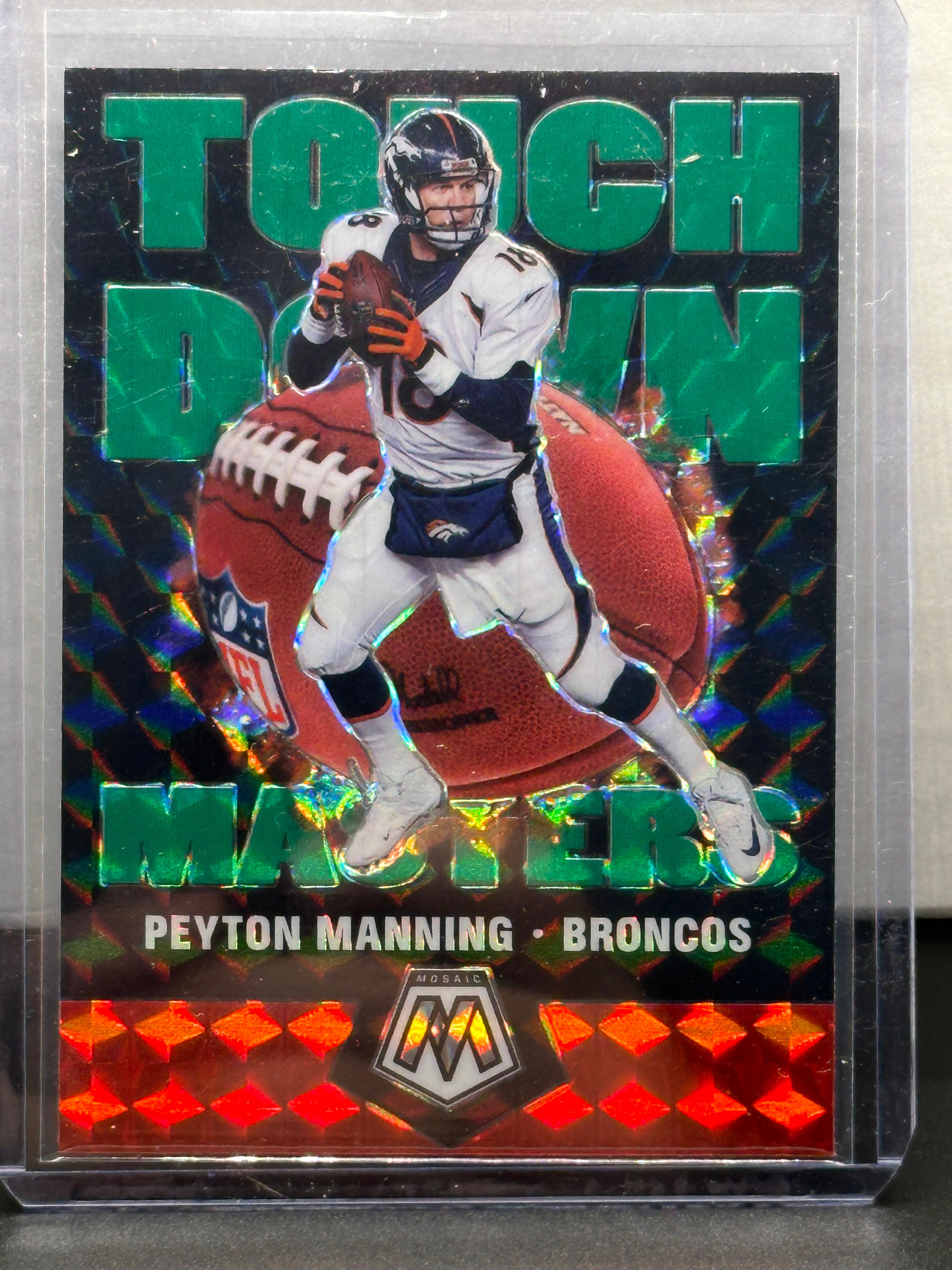 Peyton Manning 2020 Panini Mosaic Touchdown Masters Green Mosaic Prizm Insert Parallel #TM10