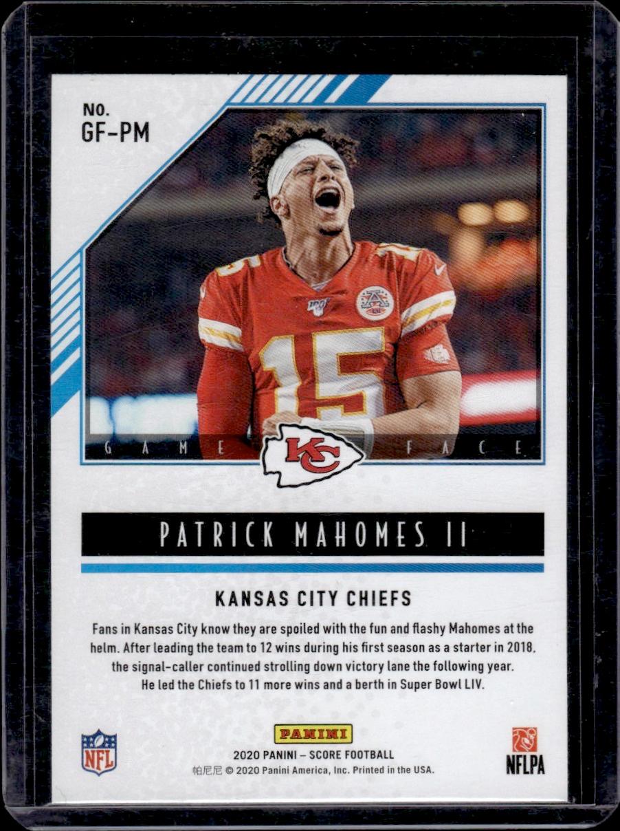 Patrick Mahomes 2020 Panini Score Game Face Insert #GF-PM