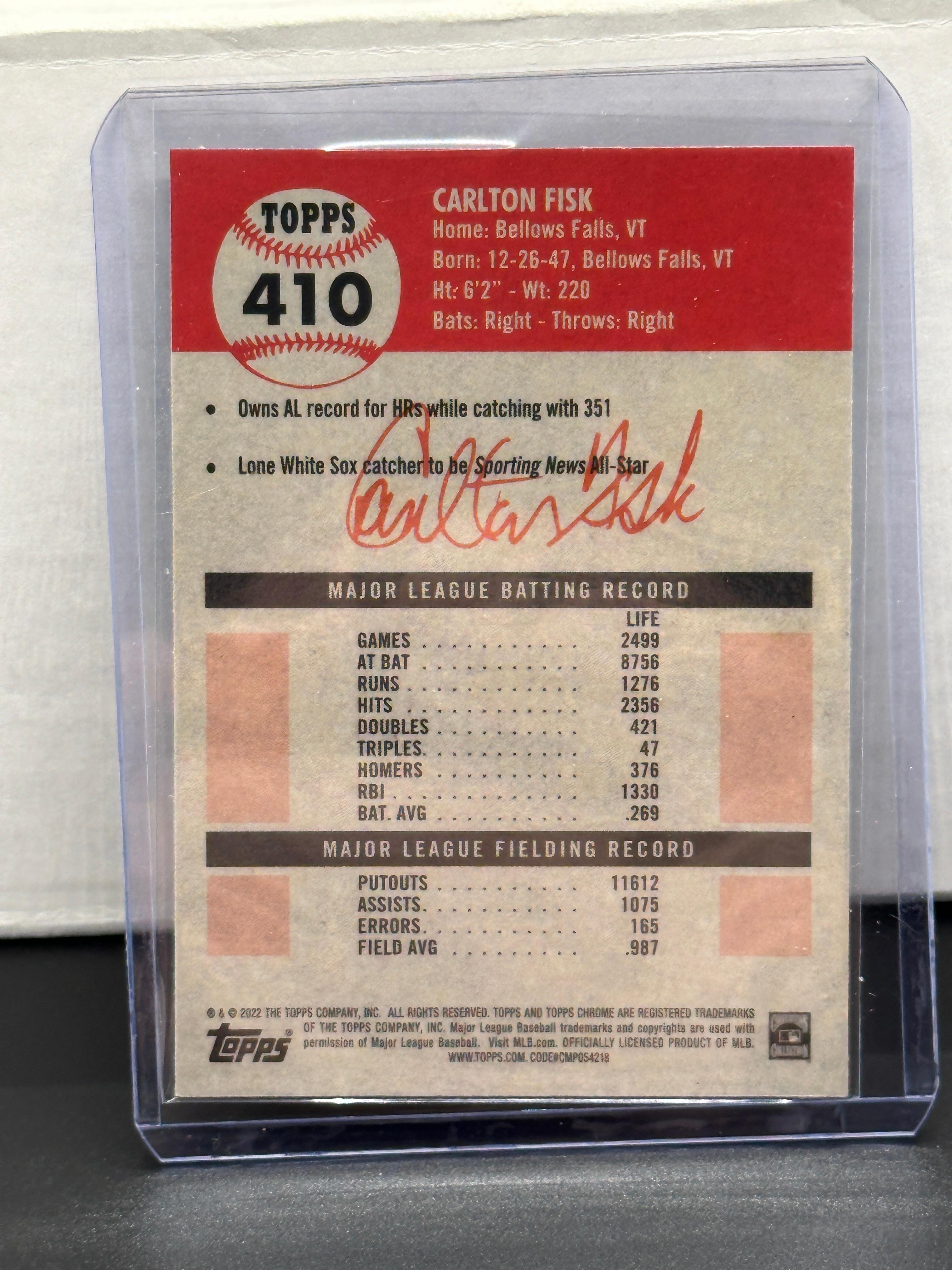 Carlton Fisk 2022 Topps Chrome Platinum #410