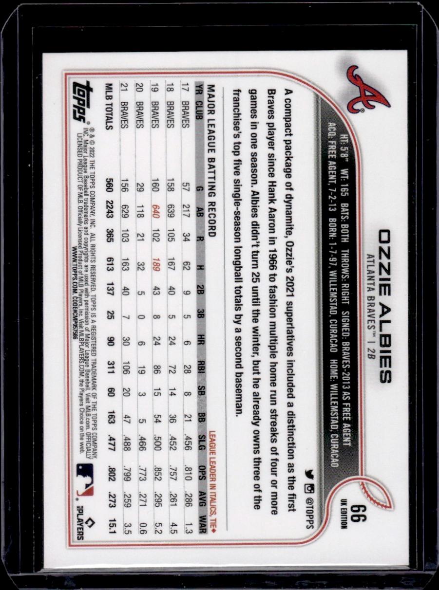 Ozzie Albies 2022 Topps UK Edition #66