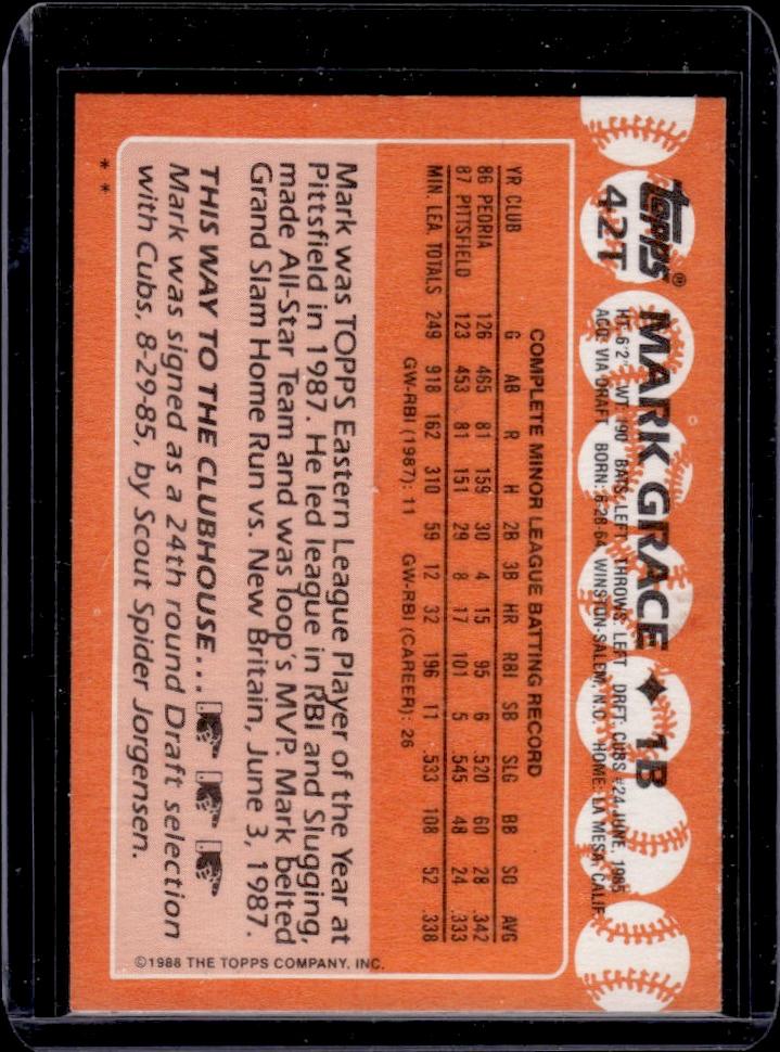 Mark Grace 1988 Topps Rookie RC #42T