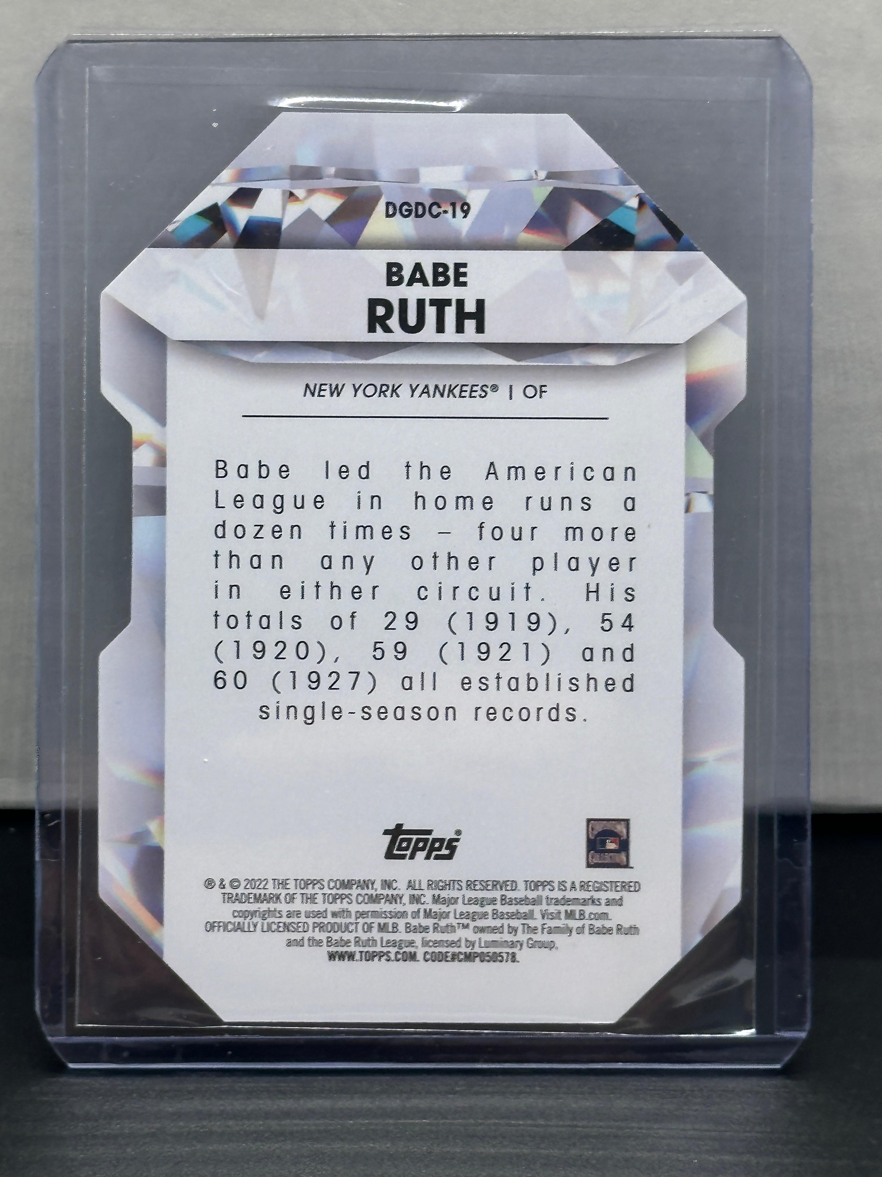 Babe Ruth 2022 Topps Diamond Great Die Cut Insert #DGDC-19