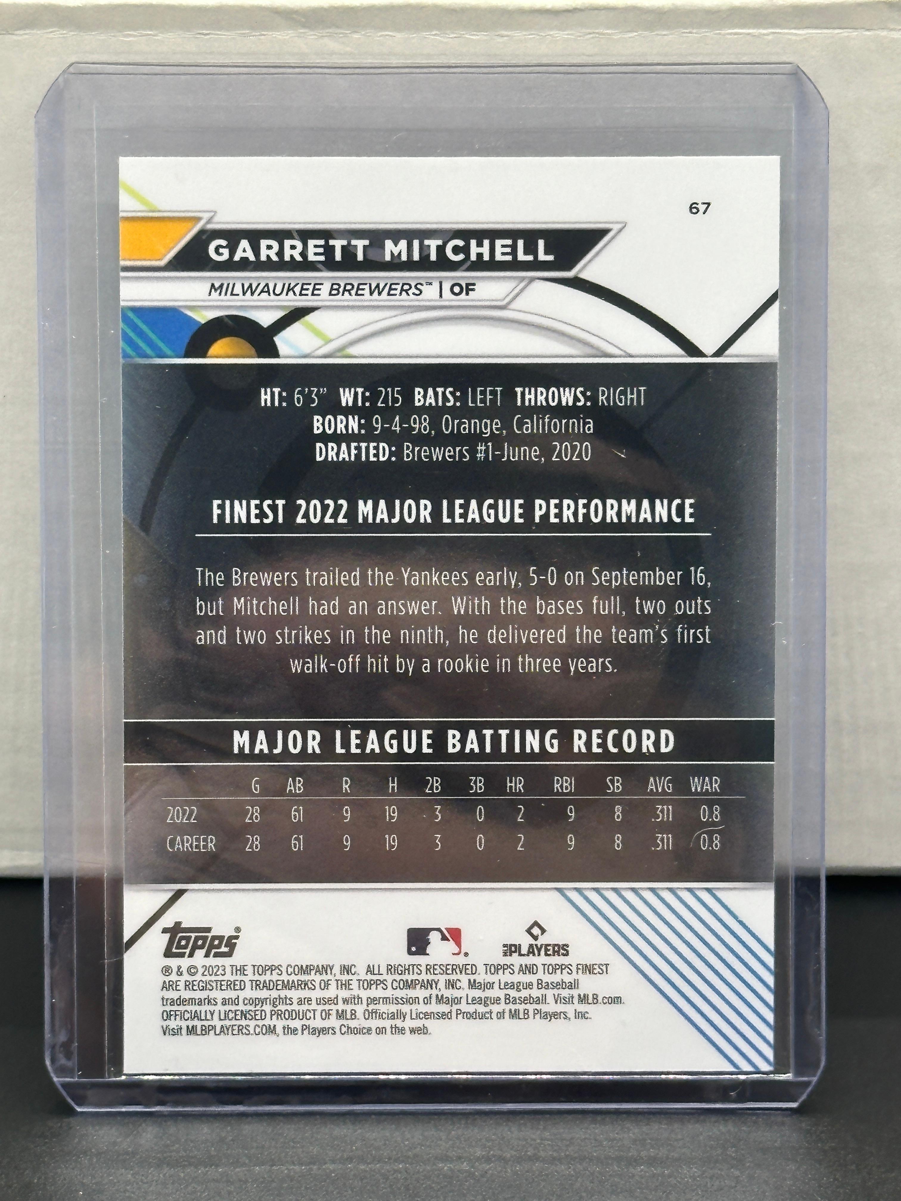 Garrett Mitchell 2023 Topps Finest Rookie RC #67