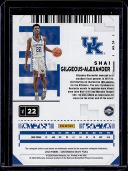 Shai Gilgeous-Alexander 2020 Panini Contenders Draft Picks Red Foil Parallel #22