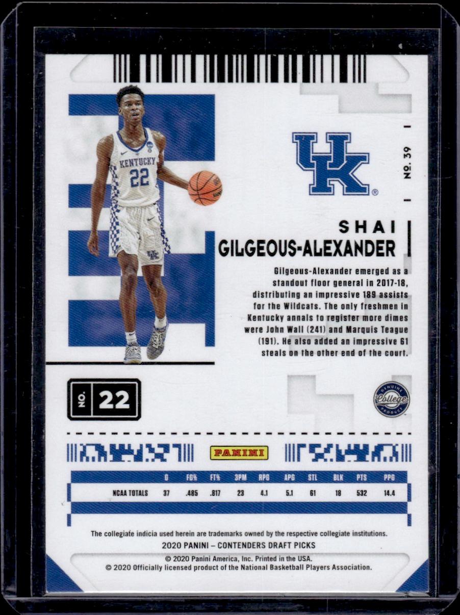 Shai Gilgeous-Alexander 2020 Panini Contenders Draft Picks Red Foil Parallel #22