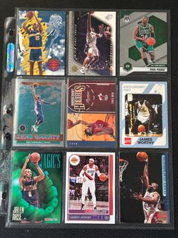 9 Card Basketball Lot in Pages - Different Players, years, conditions