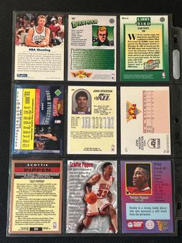 9 Card Basketball Lot in Pages - Different Players, years, conditions