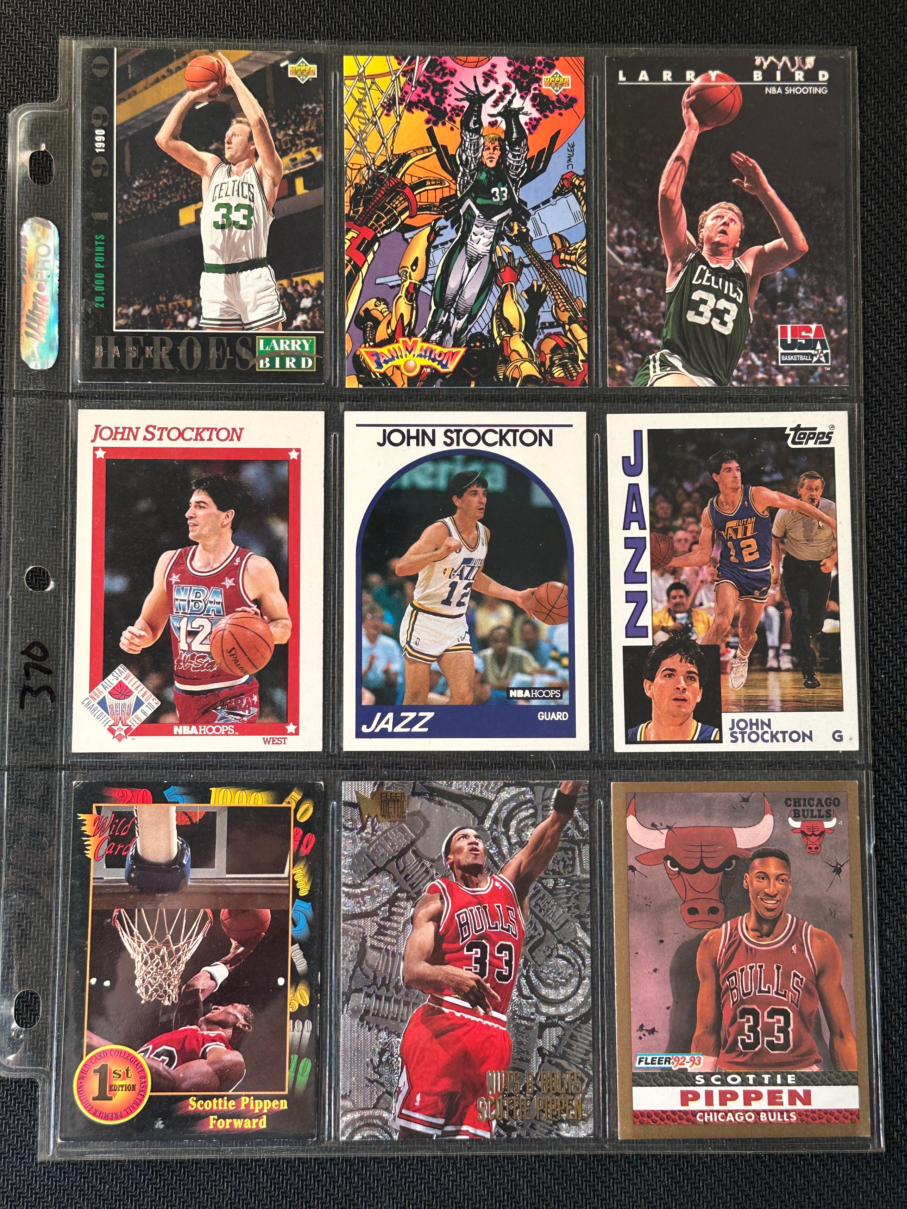 9 Card Basketball Lot in Pages - Different Players, years, conditions