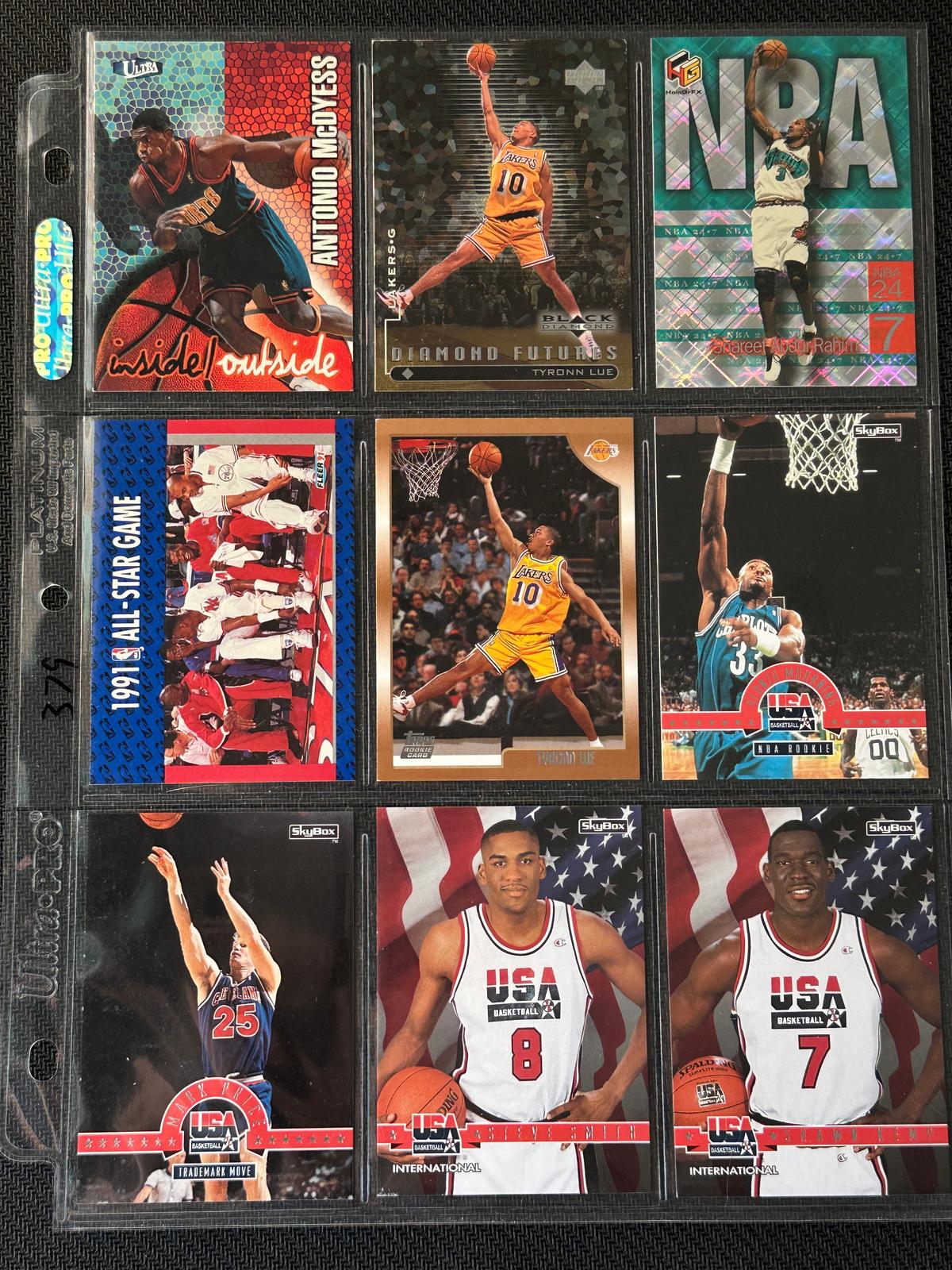 9 Card Basketball Lot in Pages - Different Players, years, conditions