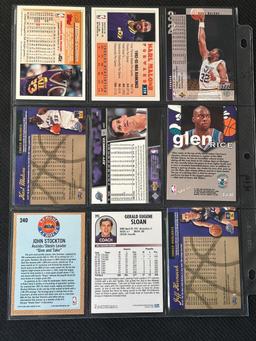 9 Card Basketball Lot in Pages - different players, years, conditions