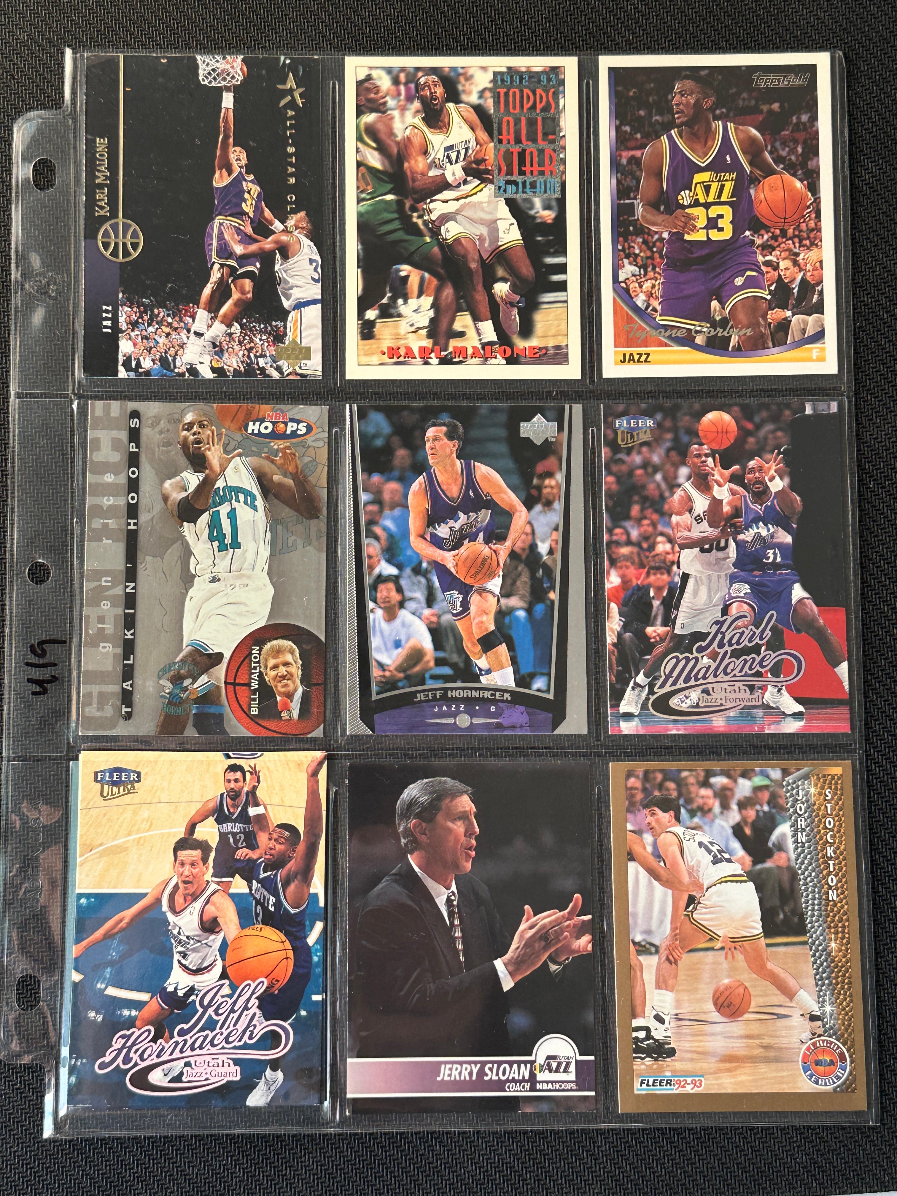 9 Card Basketball Lot in Pages - different players, years, conditions