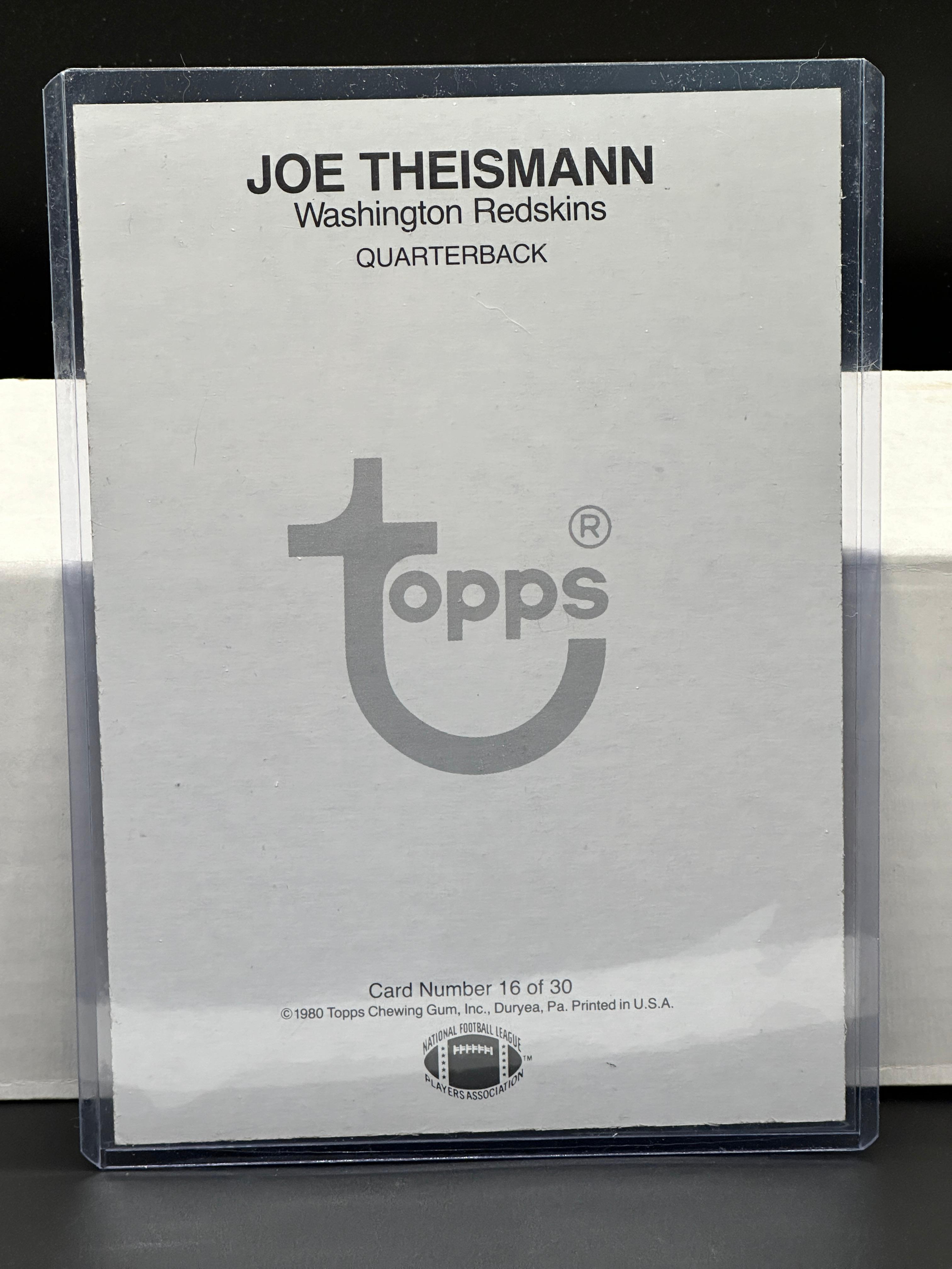 Joe Theismann 1980 Topps Large Card Subset #16