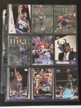 9 Card Basketball Lot in Pages - different players, years, conditions