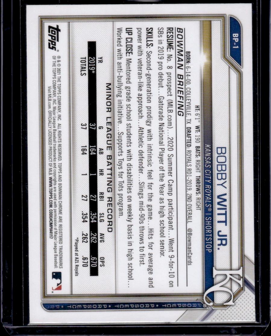 Bobby Witt Jr. 2021 Bowman #BP-1