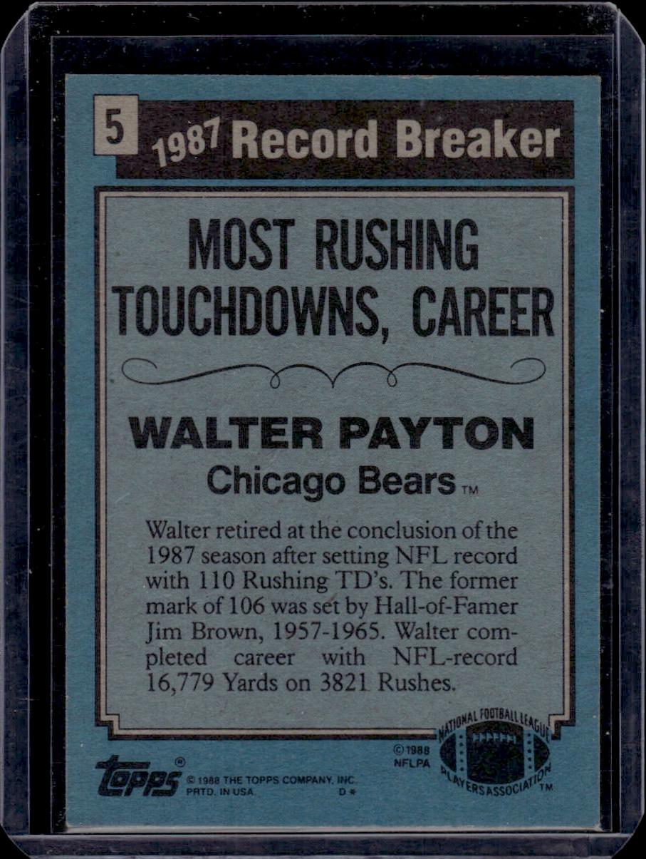 Walter Payton 1988 Topps Record Breaker #5