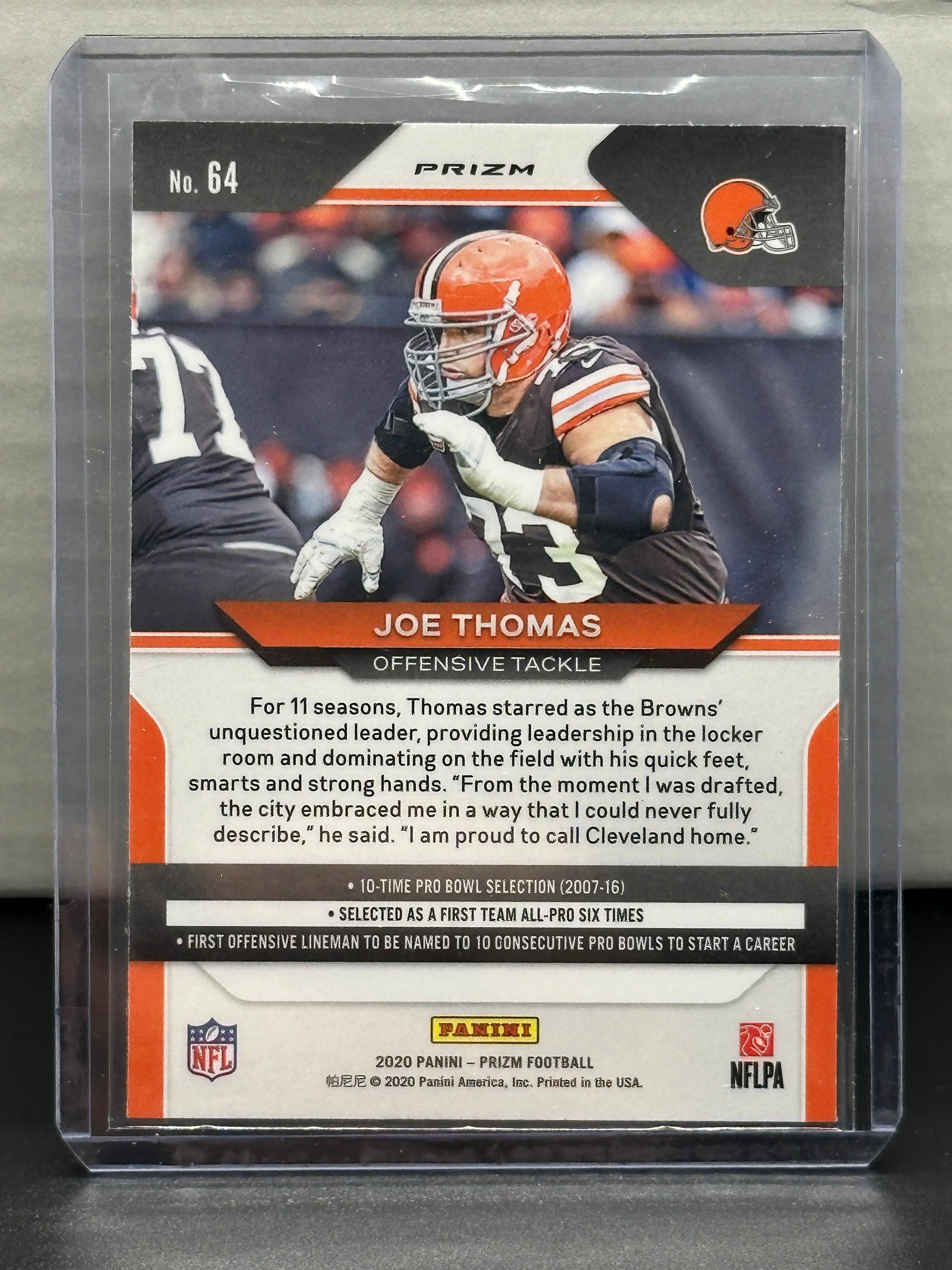 Joe Thomas 2020 Panini Prizm Orange Lazer Prizm Parallel #64