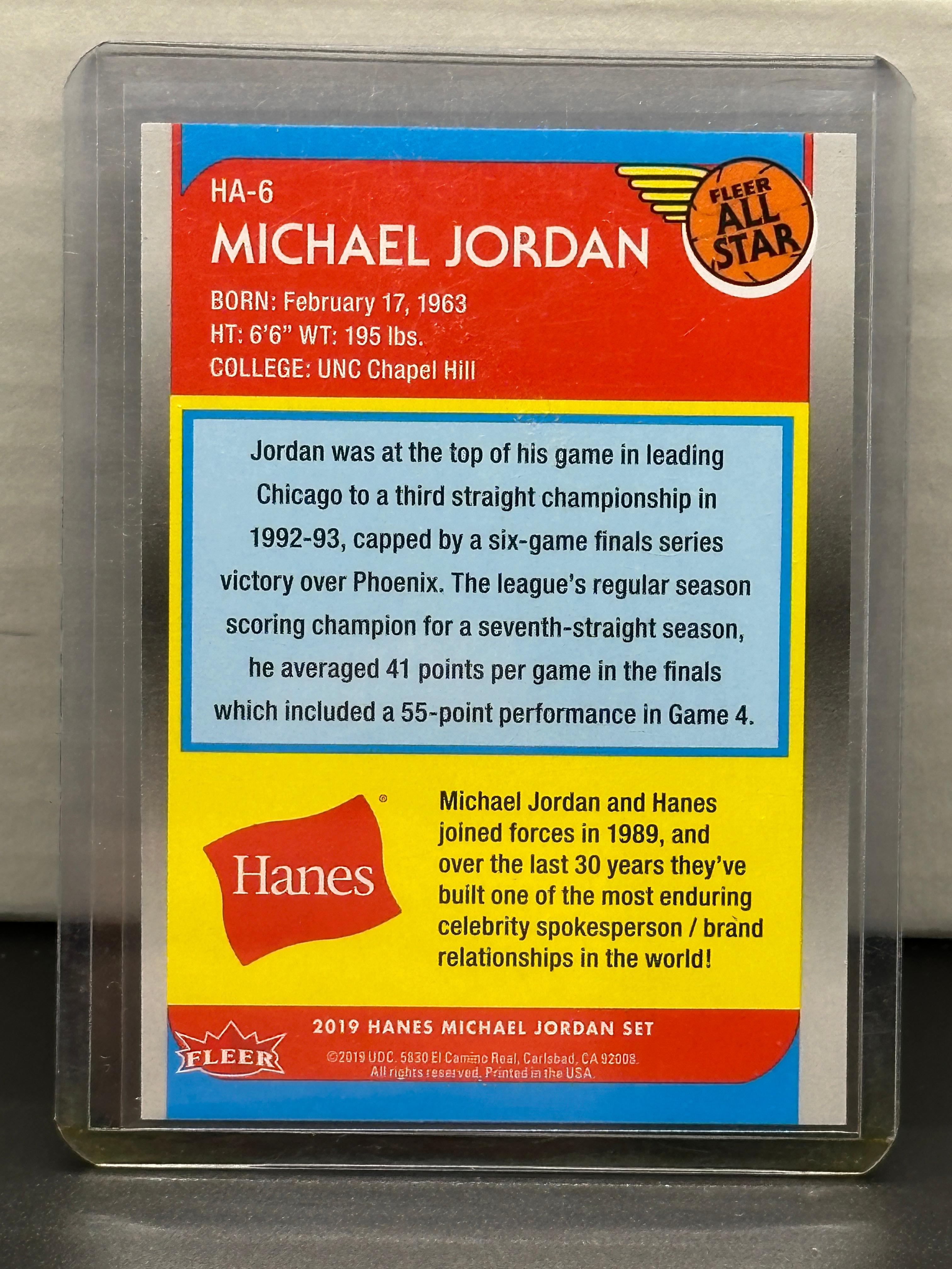 Michael Jordan 2019 Fleer Hanes All Star #HA-6