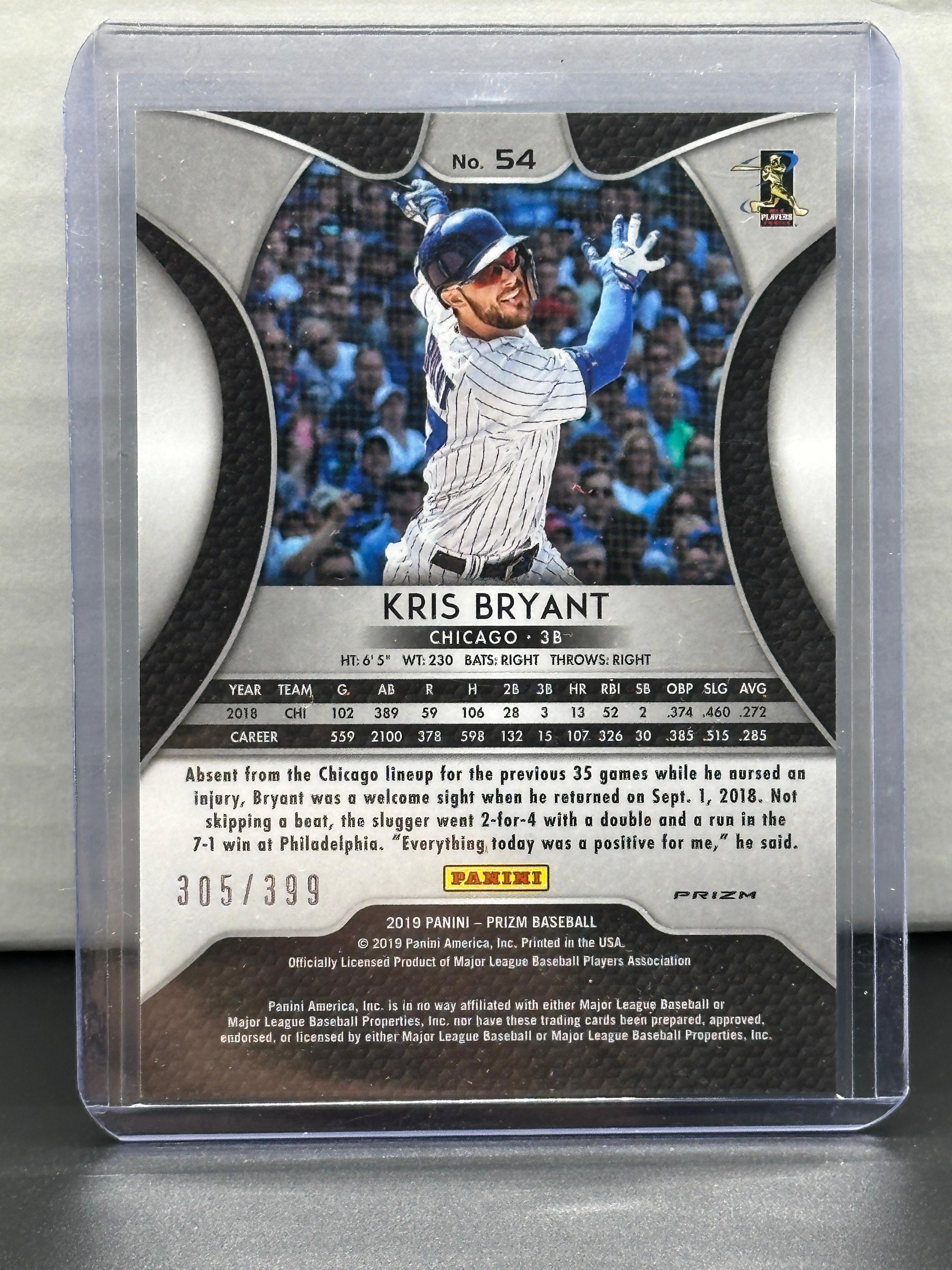 Kris Bryant 2019 Panini Prizm Blue Mojo (#305/399) Prizm #54