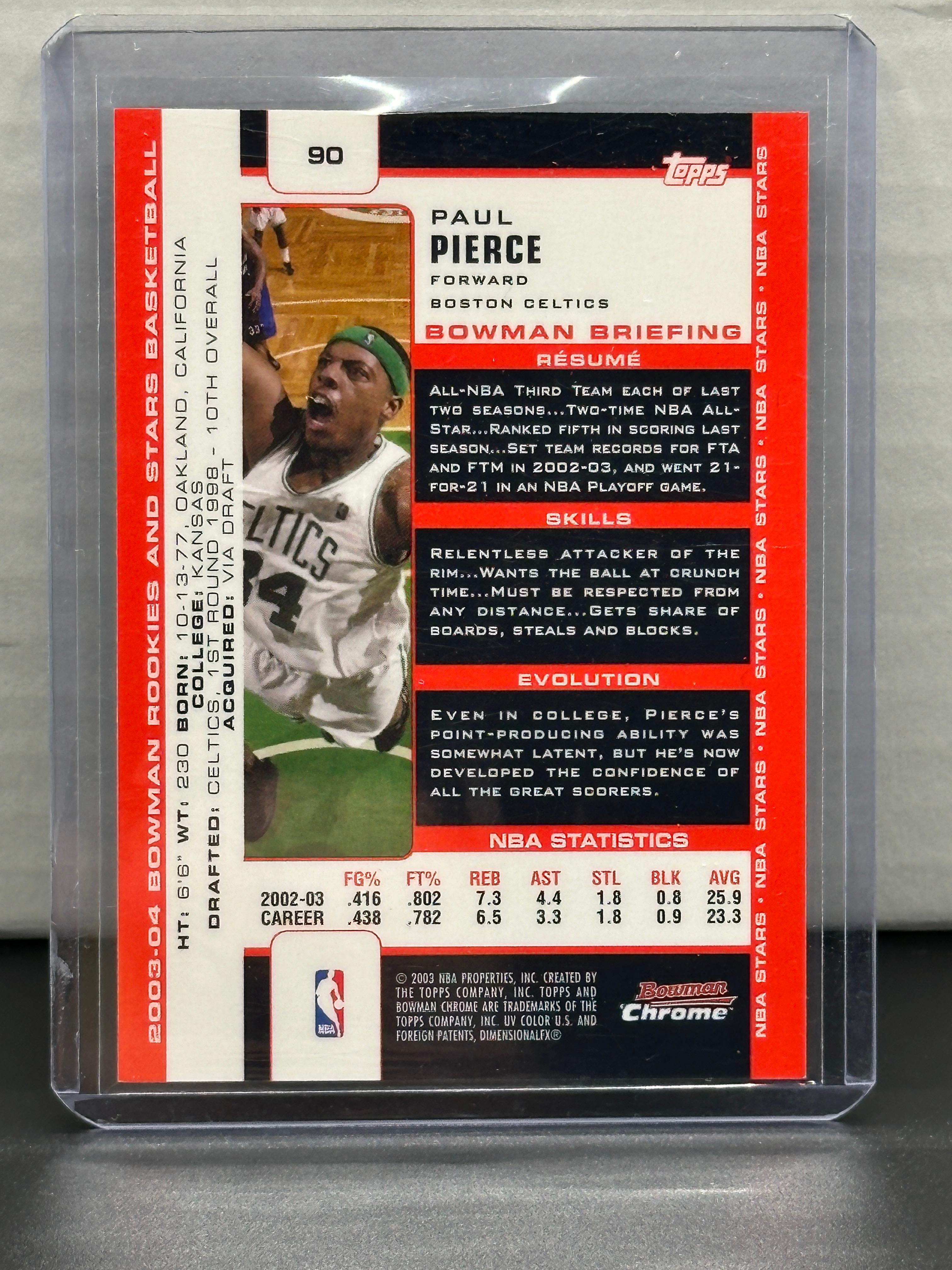 Paul Pierce 2003 Bowman Chrome #90