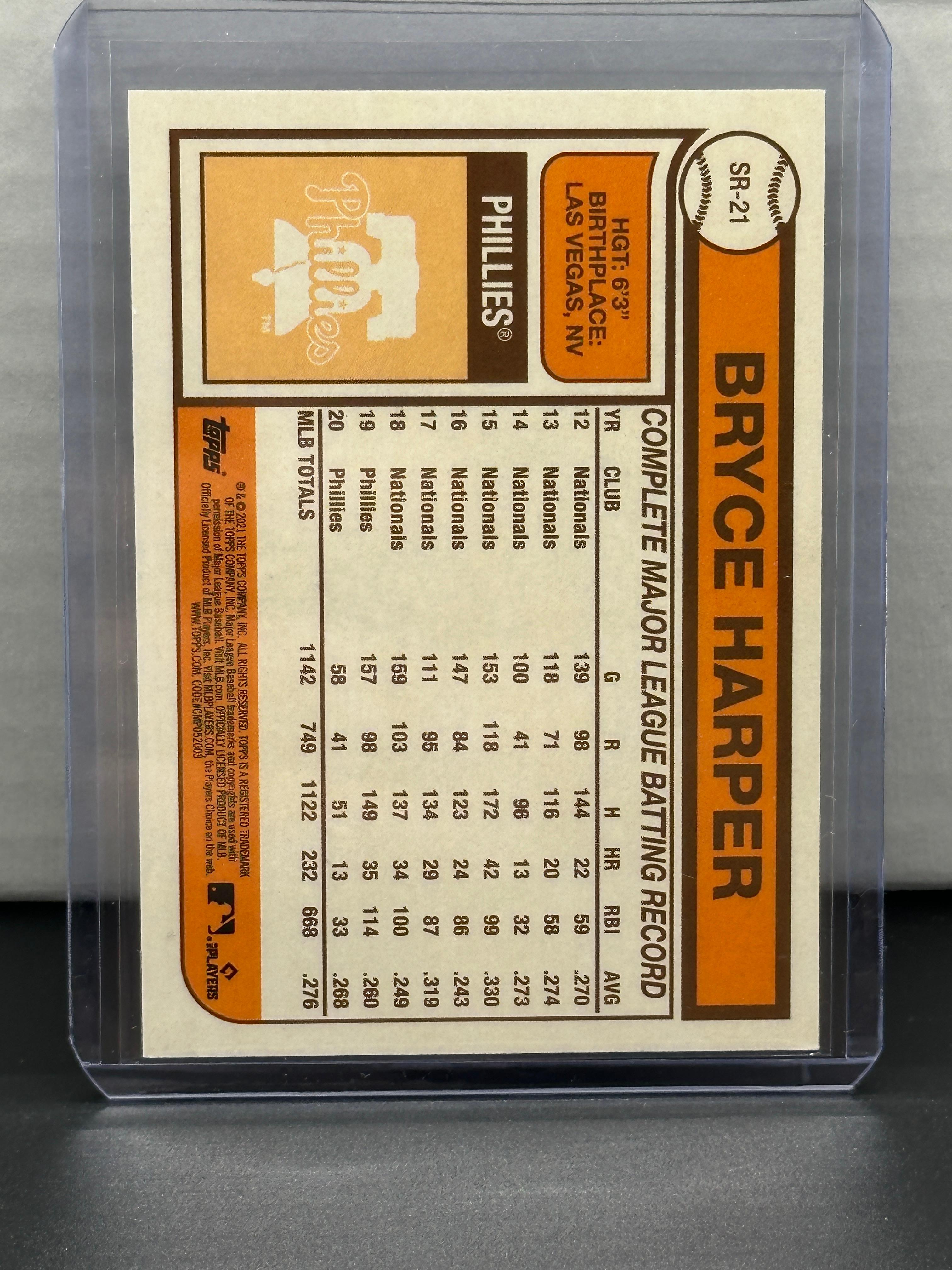 Bryce Harper 2021 Topps UK Edition 1978-79 Design Insert #SR-21