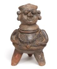 Costa Rican Pottery Figural Lidded Urn