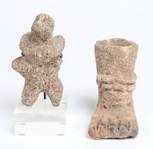 Zapotec Pottery Foot & Costa Rican Stone Figure