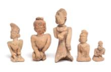 Five Indonesian Majapahit Pottery Figures