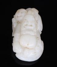 Chinese Hardstone Carved Laughing Buddas Pendant