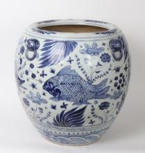 Chinese Blue & White Porcelain Jardiniere