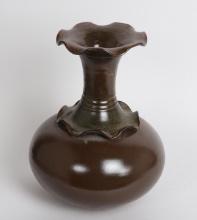 Chinese Brown Glazed Scalloped Rim Vase