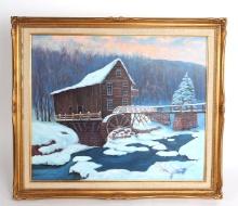Acrylic Vintage Winter Landscape Painting