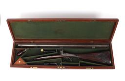 Fine French Percussion Double Barrel Cased Gun, by J. Streels