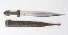 Caucasian Nielloed Silver Kindjal Dagger, Early 20th C.