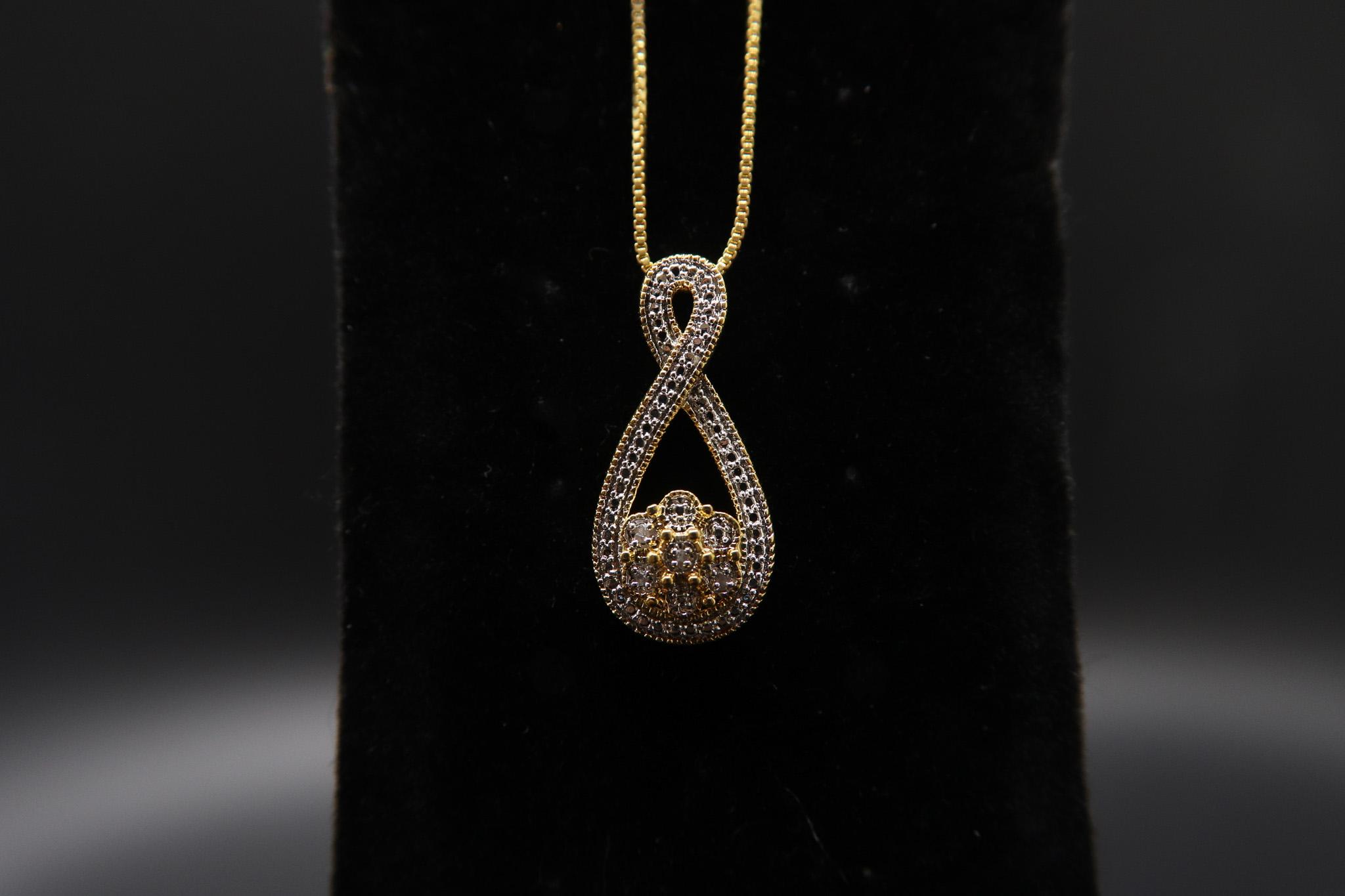 Emulous 10K Cwt. Round Diamond Yellow Gold Over Brass Pendant