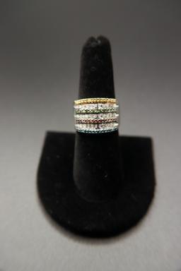 Multi-stone Diamond Sterling Silver Band