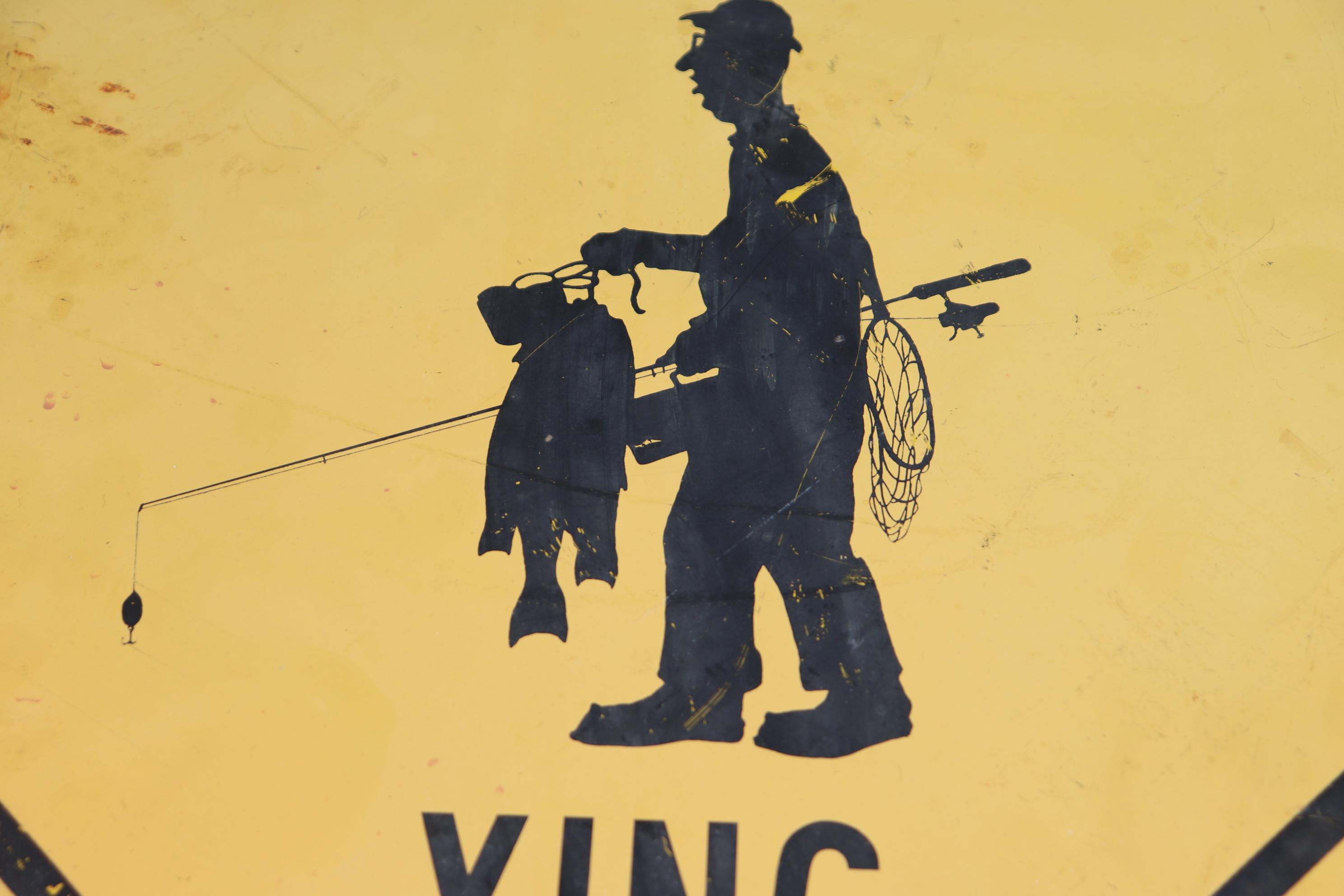 Vintage Old Fisherman X-ing Sign