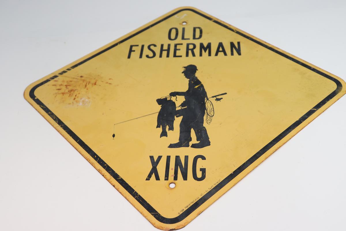 Vintage Old Fisherman X-ing Sign