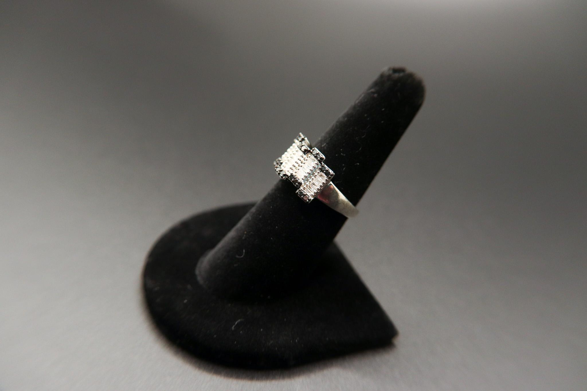 Black and White Sterling Silver Ring